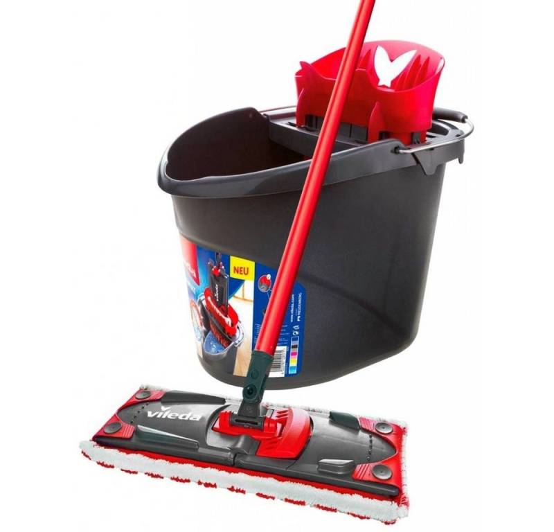 Vileda Wischmopp Wischer Ultramax 2 in 1 Komplettset - Bodenwischer - schwarz/rot von Vileda