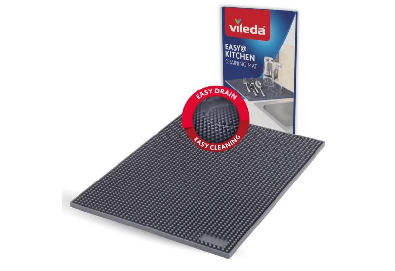 Vileda Abtropfmatte Abtropfmatte Geschirr TPR, Trockenmatte, Zubehör für Küche, Anti-Rutsch, Rollbar & Platzsparend von Vileda
