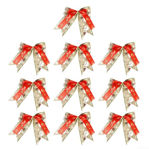10 Stoff-Weihnachtsdekorationsschleifen für Baumschmuck und Urlaubsdekorationsprojekte, perfekt für die Verbesserung des festlichen Ambientes und zum Einwickeln von Akzenten (A) von Vilgftyiet
