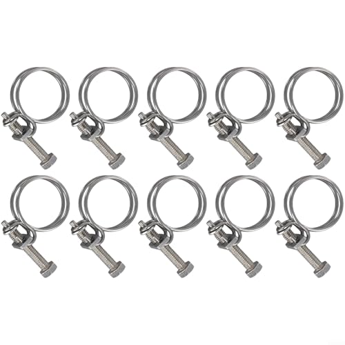 10 Stück Doppeldraht-Schlauchschellen aus Edelstahl für Teich- und Lüftungsanwendungen, für Niederdruckanwendungen (22-27 mm) von Vilgftyiet