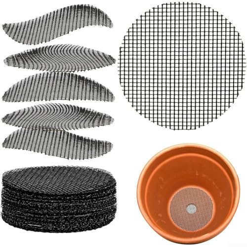 100 Stück Polyester-Netz-Pads für Bonsai-Töpfe verbessern die Drainage und schützen Pflanzenwurzeln (4,5 cm) von Vilgftyiet
