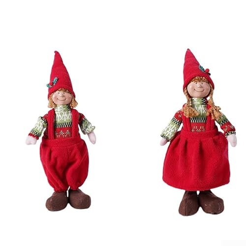 2 x dekorative Weihnachtspuppen für Tischplatten und Kaminsims, festliche Ornamente für Wohnzimmer, Urlaubsdekoration, Stoffmaterial, saisonale Anzeige (stehende Mädchen) von Vilgftyiet
