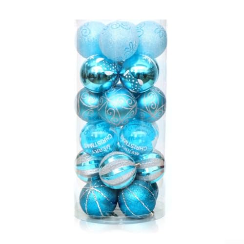 24-teiliges Weihnachtskugel-Ornament-Set, bruchsicheres Weihnachtsbaumschmuck-Set, 5,9 cm, dekorative hängende Kugel-Ornamente, Großpackung für Weihnachten, Urlaub, Party, Innendekoration (See) von Vilgftyiet