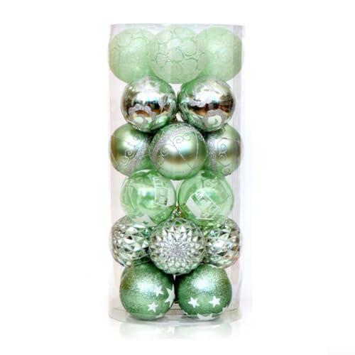 24-teiliges Weihnachtskugel-Ornament-Set, bruchsicheres Weihnachtsbaumschmuck-Set, 5,9 cm, dekorative hängende Kugel-Ornamente, Großpackung für Weihnachten, Urlaub, Party, Innendekoration (grün) von Vilgftyiet