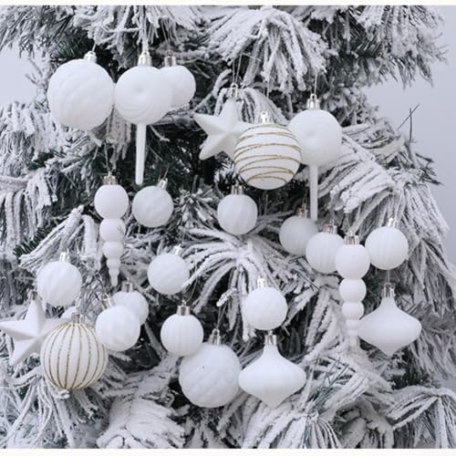 24-teiliges Weihnachtskugel-Ornament-Set, leichte Schaumstoffkugeln für Baum, 10 verschiedene Stile, hängende Urlaubsdekorationen für Zuhause, Partys, Hochzeiten, mehrere Farben (grün) von Vilgftyiet