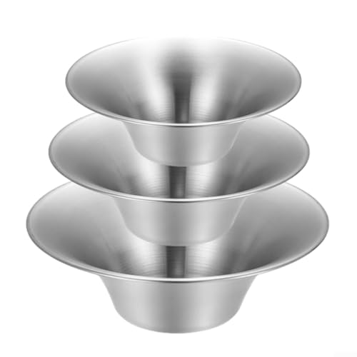 3-teiliges Edelstahl-Rührschüssel-Set zum Kochen, Backen, Zubereitung von Mahlzeiten und Salat mit Nesting-Design und spülmaschinenfest (Silber) von Vilgftyiet