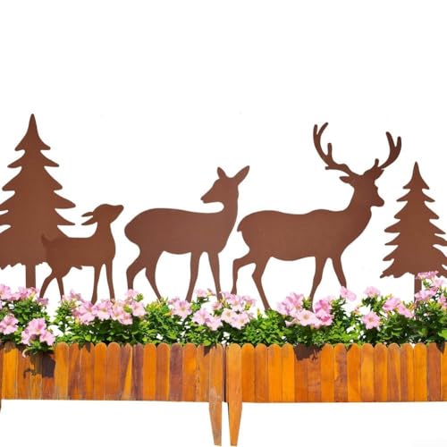 5 Stück Outdoor Metall Garten Hofschilder mit Hirsch und Fichte Baum für festliche Dekoration zu Hause und Hof von Vilgftyiet