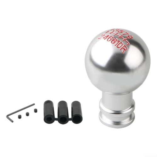 Aluminium-Schaltknauf für Schaltgetriebe oder Automatikgetriebe mit verstellbarem Drei-Adapter-Setup, verschleißfest und für langfristige Nutzung (Silber) von Vilgftyiet