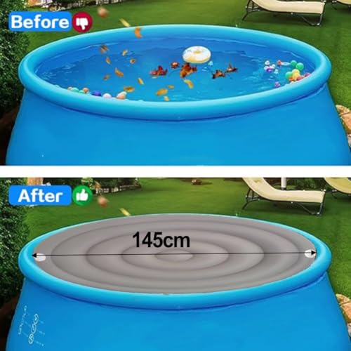 Aufblasbare PVC-Poolabdeckung für runde Pools mit energiesparender Isolierung und UV-Schutz, hilft Wärme zu speichern und den Pool vor Blättern und Staub zu schützen (145 cm ohne Höhe) von Vilgftyiet