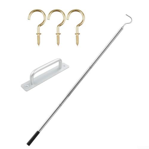 Ausziehbare Dachbodenleiter aus Edelstahl mit Montagematerial, einfache Bedienung, platzsparendes Design für Dachboden, Heimwerker, Garage, Zugänglichkeit von Vilgftyiet