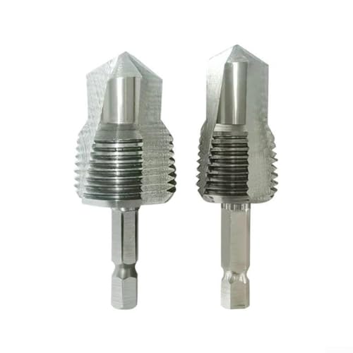 Bohrer-Bit, Reibahle für Wasserrohr-Reparatur-Bohrer-Verbindungswerkzeug, 3-in-1-Dreiblatt-Gewindebohr-Bit-Werkzeug, 1/4-Zoll-Sechskantschaft, Schnellwechsel (20 mm + 25 mm) von Vilgftyiet