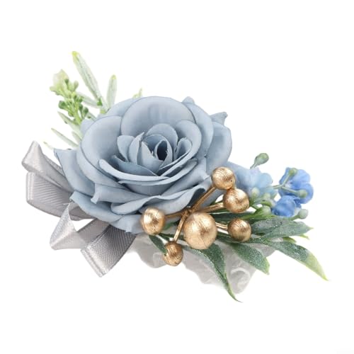 Charmante künstliche Rose am Handgelenk Blume für Hochzeit Events für Bräute und Gäste (1 Stück blau) von Vilgftyiet