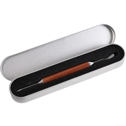 Edelstahl-Kaffeekunst-Stift mit zwei Köpfen und Holzgriff, entworfen, um detaillierte Latte-Kunst und Espresso-Kaffeemuster für den professionellen Gebrauch zu erstellen (Nadel mit Box) von Vilgftyiet