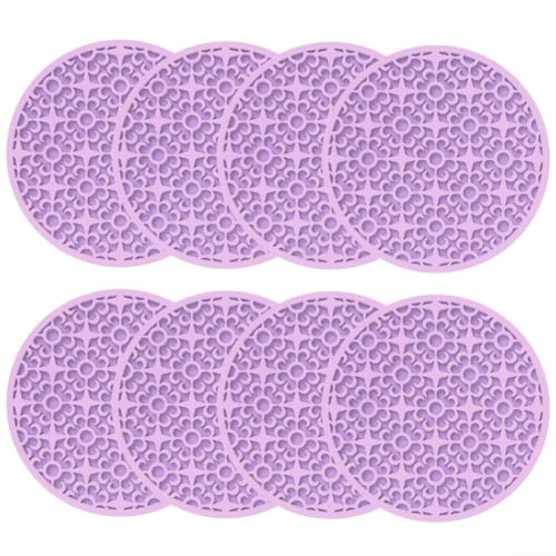 Einzigartige Silikon-Untersetzer mit Blumenrillen-Design, 8 Stück, rutschfeste Matte Pads für Getränke zu Hause oder bei der Arbeit (lila) von Vilgftyiet