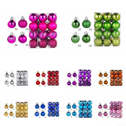 Elegantes 24-teiliges Weihnachtskugel-Set, glitzernde Ornamente für Feiern und Veranstaltungen (Golden) von Vilgftyiet