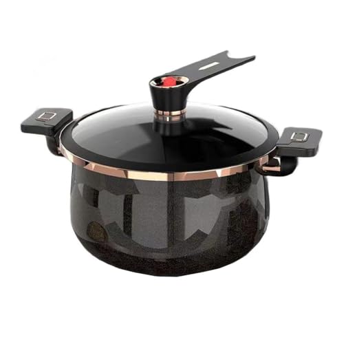 Emaille Doppelgriff Schnellkochtopf Antihaft Suppentopf Große Kapazität Dämpfen Schmoren Kochen Pfanne für Gas-Induktionsherd 26 cm/28 cm (5 l schwarz) von Vilgftyiet