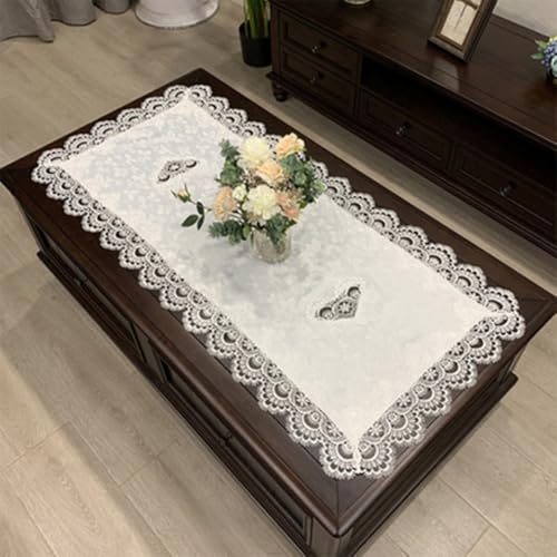Europäische bestickte Spitzentischdecke, rechteckige hohle geschnitzte Tischdecke, für Kaffee, Tee, Esszimmer, Zuhause, dekorative Polyester-Tischwäsche (7) von Vilgftyiet