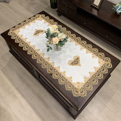 Europäische bestickte Spitzentischdecke, rechteckige hohle geschnitzte Tischdecke, für Kaffee, Tee, Esszimmer, Zuhause, dekorative Polyester-Tischwäsche (8) von Vilgftyiet