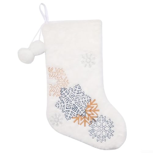 Groß zum Aufhängen von Weihnachtsstrümpfen mit Weihnachtsmann-Motiv, Stoffmaterial Haltbarkeit, geräumiger Platz für Urlaubs-Leckereien und Spielzeug (F-W134) von Vilgftyiet