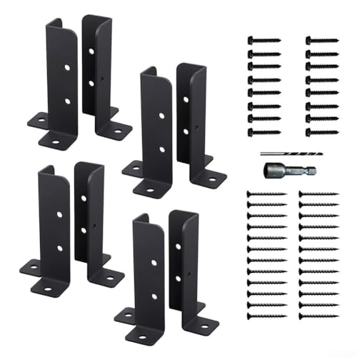 Halterungs-Set für Zaunpfosten, verstellbares Metalldesign für sichere Pfostenunterstützung in jeder Umgebung (4 Sets) von Vilgftyiet