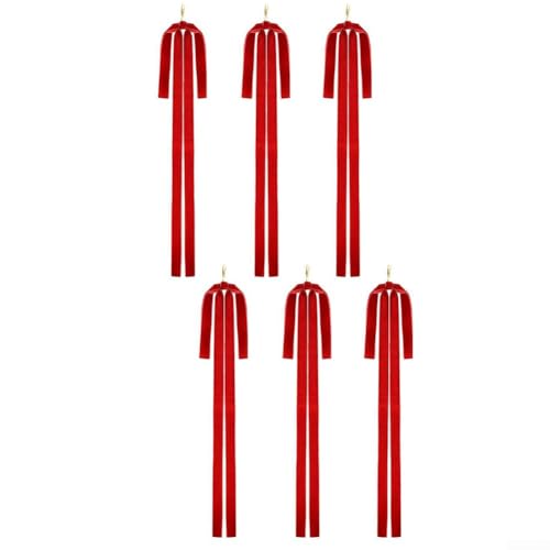 Holiday Bow Ornaments Set mit 6 Polyester hängende Dekorationen für Baumkranz Indoor Outdoor Dekor DIY Handwerk 39 x 60 cm festliche dekorative Bänder Schleifen (rot) von Vilgftyiet