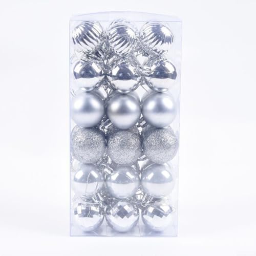 Innovatives Design 36 bruchsichere Christbaumkugeln für festliche Stimmung (Silber) von Vilgftyiet