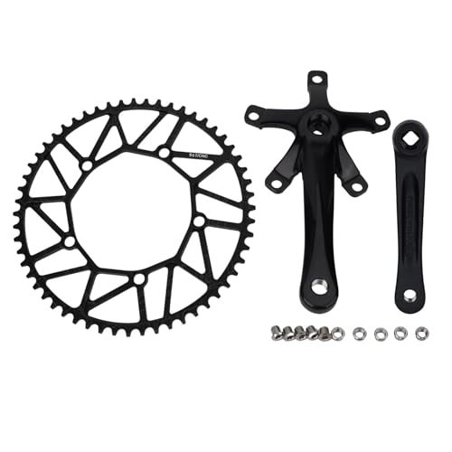 Kettenblatt & Kurbelgarnitur, 170 mm Fahrrad-Kurbelarme, 48T / 50T / 52T / 54T / 56T Single Speed Round Narrow Wide 130BCD Kettenblatt, Vierkantlochspindel Schnittstelle (50T) von Vilgftyiet
