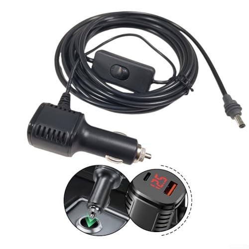 Kfz-Ladegerät Ethernet 3-in-1 mit Digitalanzeige und DC-Netzkabel für Starlink Mini-Nutzung, unterstützt 12 8 V 24 V Fahrzeugleistung, bietet USB C PD 20 W und USB A QC 18 W Ladeoptionen (2 m) von Vilgftyiet