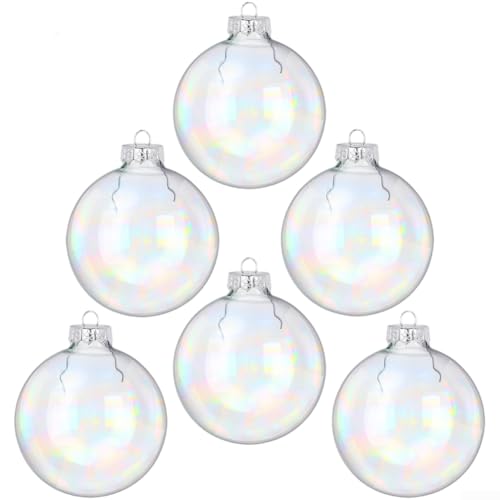 Kunststoff-Hängeornamente, transparente Kugeln mit schillerndem Effekt für Urlaubsdekoration, leichtes Design zum Aufhängen zu Hause und Partys (10 cm) von Vilgftyiet