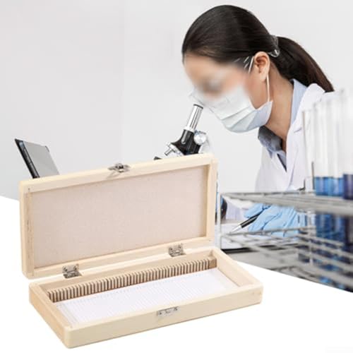 Mikroskop-Objektträgerbox aus Holz mit Eisenschloss zum Halten von 50 Objektträgern geeignet für Laborgebrauch und wissenschaftlichen Probenschutz (50 Stück) von Vilgftyiet