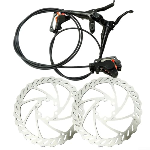 Mountainbike Hydraulisches Scheibenbremsen-Set, 160 mm Rotoren, Doppelkolben-Bremssattel-Set, Aluminiumlegierung, vorne, 800 mm, hinten, 1400 mm Kabel, für die meisten Fahrräder, kompatibel mit 6 Mountainbike Hydraulisches Scheibenbremsen-Set, 160 mm Rotoren, Doppelkolben-Bremssattel-Set, Aluminiumlegierung, vorne, 800 mm, hinten, 1400 mm Kabel, für die meisten Fahrräder, kompatibel mit 6 von Vilgftyiet