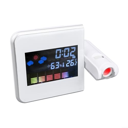 Multifunktionaler LCD-Projektionswecker mit genauen Sensoren für Zeit, Temperatur und Luftfeuchtigkeit (schwarz) von Vilgftyiet