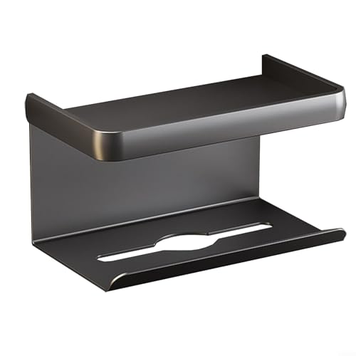 Papierhandtuchhalter Wandhalterung mit Aufbewahrungsregal für Küche Badezimmer Aluminiumlegierung Papierrollenspender Platzsparender Theken-Organizer Schwarz Weiß (C) von Vilgftyiet