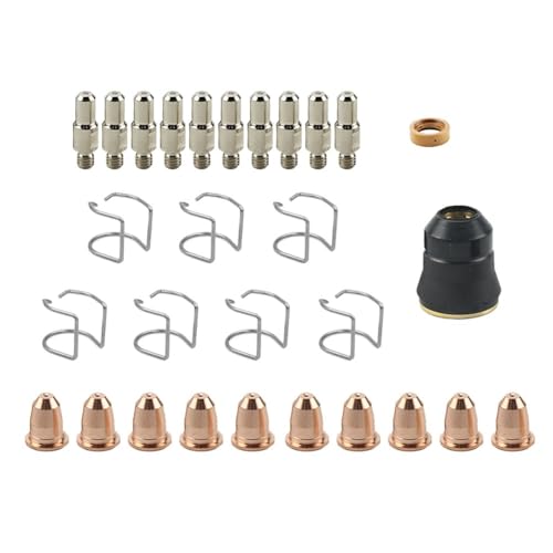 Plasmaschneider-Verbrauchsmaterialien-Set, Elektrodenspitzen, Düsen, Tassen, Schild, Tasse, Wirbelring, Abstandshalter-Führung für Chicago Electric 95136 Razorweld CUT45 S45 Taschenlampe (24-teiliges Plasmaschneider-Verbrauchsmaterialien-Set, Elektrodenspitzen, Düsen, Tassen, Schild, Tasse, Wirbelring, Abstandshalter-Führung für Chicago Electric 95136 Razorweld CUT45 S45 Taschenlampe (24-teiliges von Vilgftyiet
