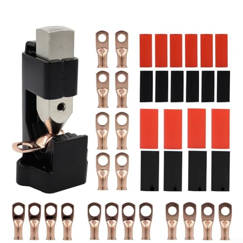 Professionelles Hammer-Crimpwerkzeug-Set mit 20 Drahtlaschen, 20 Schrumpfschläuchen, für Batterie-Schweißkabel, 8-4/0 AWG, Crimpbereich, Stahlbau, Automobil-Audio-Stromkabelklemme Professionelles Hammer-Crimpwerkzeug-Set mit 20 Drahtlaschen, 20 Schrumpfschläuchen, für Batterie-Schweißkabel, 8-4/0 AWG, Crimpbereich, Stahlbau, Automobil-Audio-Stromkabelklemme von Vilgftyiet