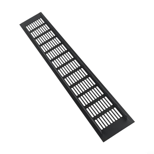 Rechteckiges Lüftungsgitter, schwarze Legierung, perfekt für Schränke und Schränke, geeignet für Badezimmer- und Küchen-Abluftventilatoren (80 x 500 mm) von Vilgftyiet