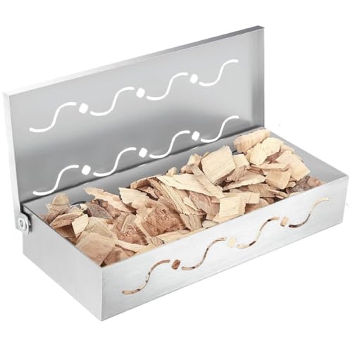 Robuste Edelstahl-Holzspäne-Box mit einzigartigem Lüftungsdesign für gleichmäßige Rauchproduktion, perfektes Werkzeug für Fleisch auf Grills von Vilgftyiet
