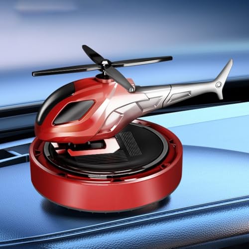 Rotierender Auto-Luftdiffusor im Hubschrauber-Stil mit Solarpanel für Kontrolle und frische Duftabgabe in Fahrzeugen und kleinen Innenumgebungen (rot) von Vilgftyiet