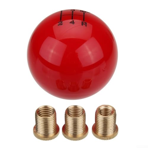 Runder Kugel-Schaltknauf für 5-Gang-Schaltgetriebe-Autos mit 3 Gewindeadaptern für reibungsloses Schalten und bessere Kontrolle (rot) von Vilgftyiet