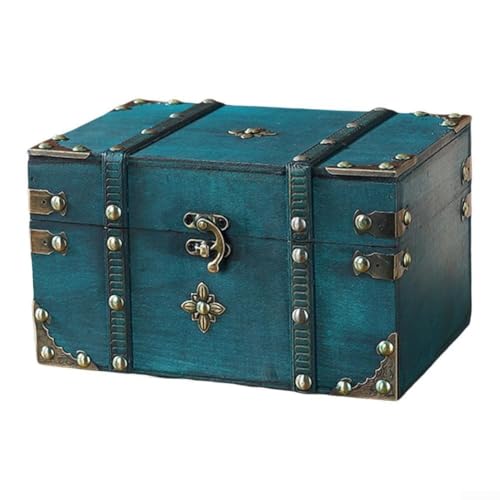 Rustikale Aufbewahrungsbox aus Holz mit Schloss, perfekter Organizer für Schlüssel, Passwörter und kleine Schätze (Grün A) von Vilgftyiet