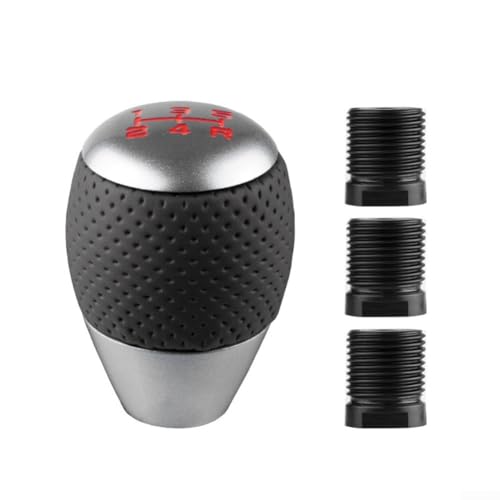 Schaltknauf aus Aluminium für manuelle und automatische Autos, 3 Adapter für verbesserte Kompatibilität (Silber) von Vilgftyiet