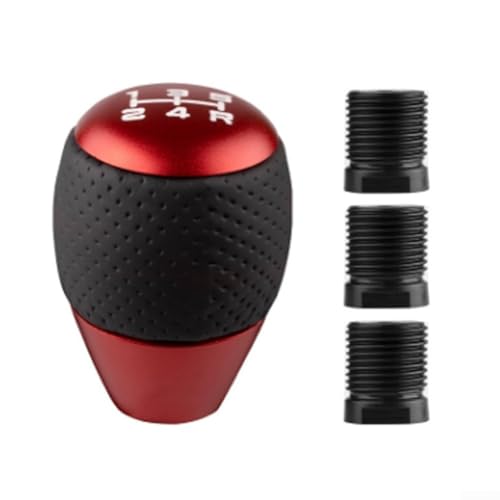 Schaltknauf aus Aluminium für manuelle und automatische Autos, 3 Adapter für verbesserte Kompatibilität (rot) von Vilgftyiet