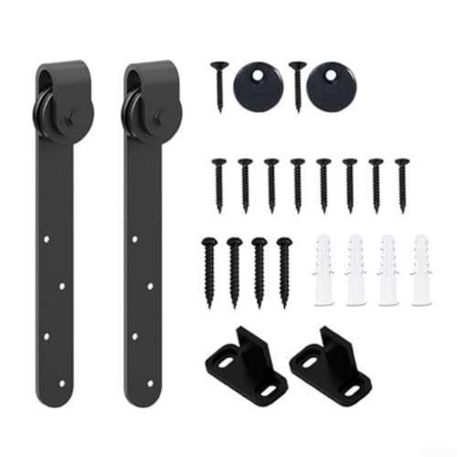 Schiebetür-Hardware-Kit Mini mit Rollen und Bodenführung für Kleiderschränke und Schränke, kompaktes Set, um Platz zu sparen und Türschwingen zu verhindern (1) von Vilgftyiet