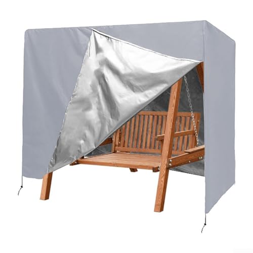 Schützende 3-Sitzer-Abdeckung für Terrassenschaukel, robuste Abdeckung für Gartenmöbel, Staubschutz aus wetterbeständigem 210D-Oxford-Gewebe mit verstellbaren Sicherungsfunktionen (grau) von Vilgftyiet