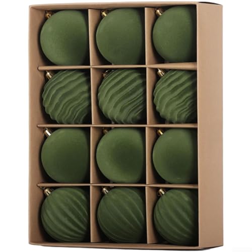 Set mit 12 samtbeflockten Weihnachtsschmuck für DIY Urlaubsdekoration, für eine weiche und luxuriöse Note zu Baum und Heimdekoration (grün) von Vilgftyiet