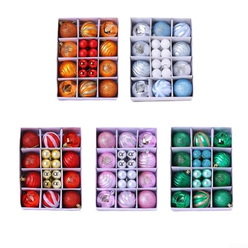 Set mit 26 Weihnachtsbaumkugeln, bruchsichere Ornamente für Urlaub, Heimdekoration, Weihnachtsbaum-Hängekugeln (rot) von Vilgftyiet