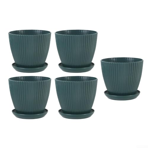Set mit 5 Pflanzgefäßen für Zuhause und Büro mit effektiven Drainage-Funktionen (dunkelgrün) von Vilgftyiet