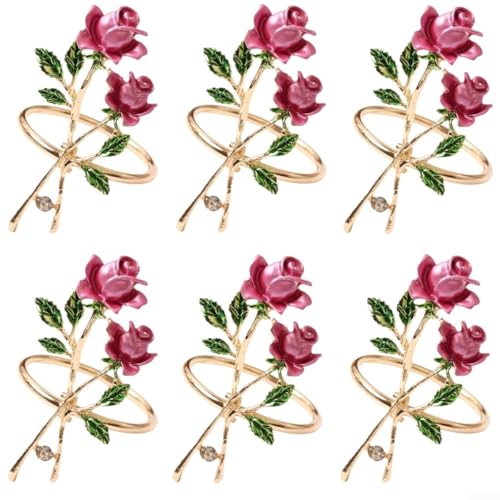 Set mit 6 Serviettenringen mit Rosen-Design für Hochzeit und Esstisch, Legierung, Serviettenhalter, geeignet für Veranstaltungen und Versammlungen Set mit 6 Serviettenringen mit Rosen-Design für Hochzeit und Esstisch, Legierung, Serviettenhalter, geeignet für Veranstaltungen und Versammlungen von Vilgftyiet