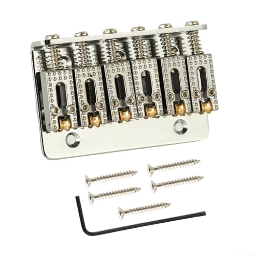 Steg für E-Gitarre mit 6 Saiten und festem Rollensattel, optimiert für Instrumente im Tele-Stil (silberfarben) von Vilgftyiet