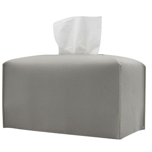 Taschentuchbox aus Leder, rechteckig, für Auto, Zuhause, Badezimmer, Schlafzimmer, Büro, Nachttisch, Schreibtisch und Tisch (hellgrau) von Vilgftyiet
